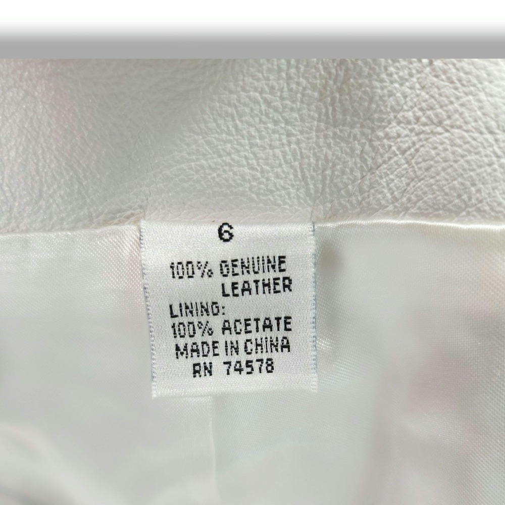 Cache Vintage Genuine Leather Pants Embroidered Floral Whipstitch Ivory White 6 - Picture 8 of 12
